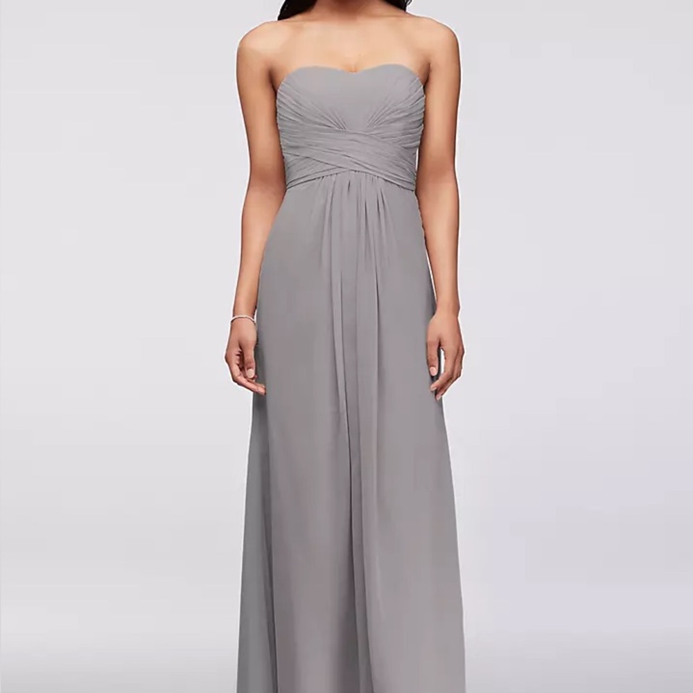 David's Bridal Strapless Chiffon Dress